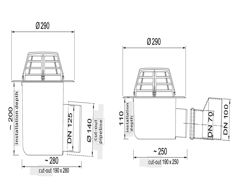 alwitra Rainwater Outlet Horizontal